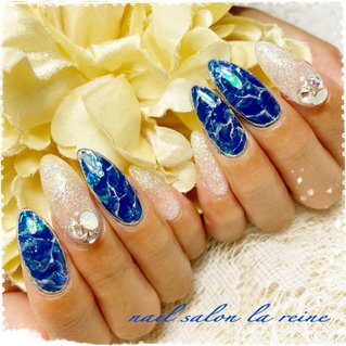 ブルー 青 ゴージャスネイルのネイルデザイン ネイルブック