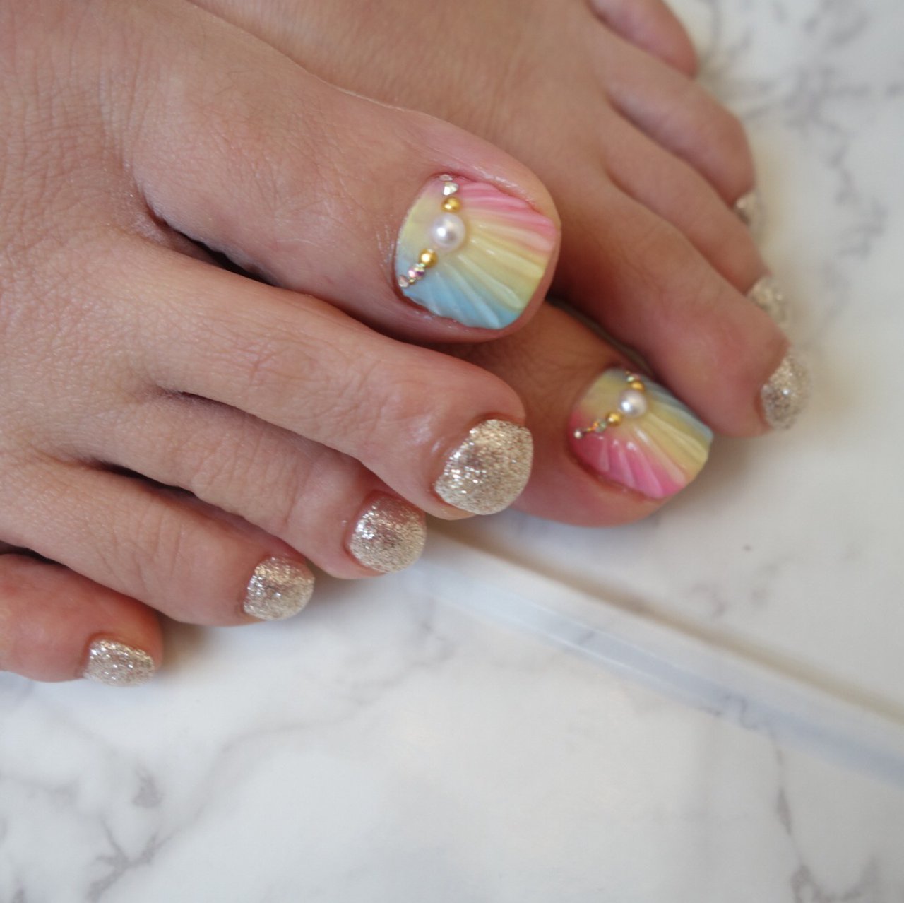 夏 海 浴衣 女子会 フット Nailsalon Venusのネイルデザイン No ネイルブック