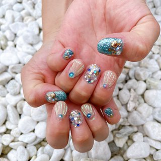 パール 埋め尽くしのネイルデザイン ネイルブック