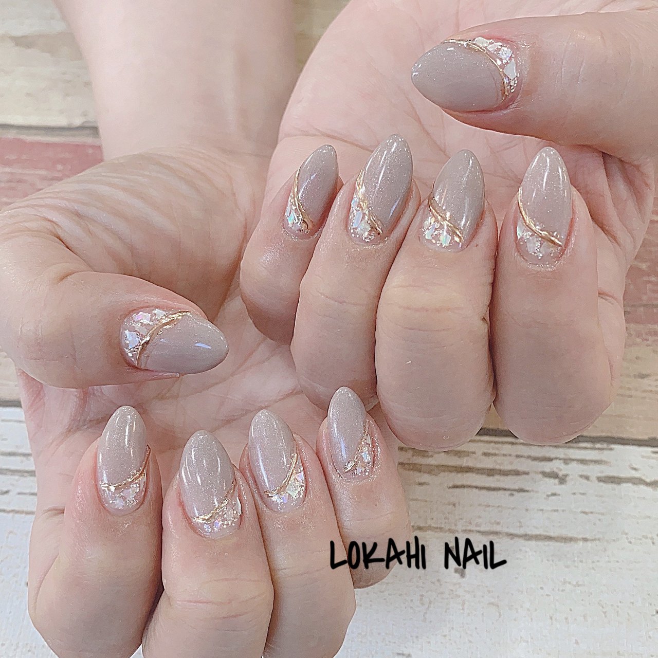 オールシーズン ハンド 変形フレンチ ミディアム グレージュ Lokahi Nail ロカヒネイルのネイルデザイン No ネイル ブック