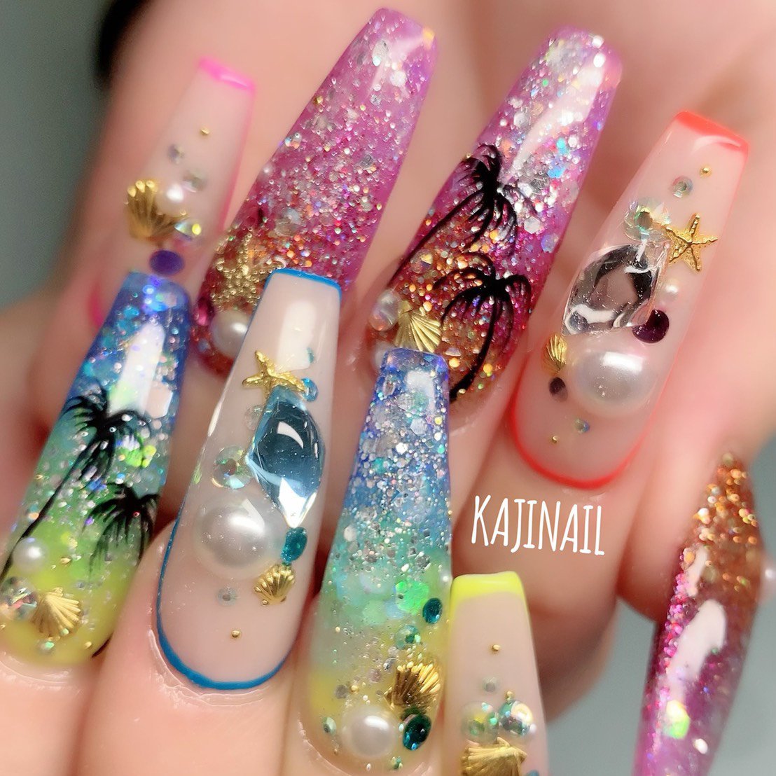夏 海 リゾート ハンド グラデーション Kajinailのネイルデザイン No ネイルブック