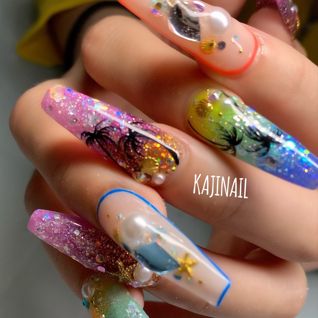 夏 海 リゾート ハンド グラデーション Kajinailのネイルデザイン No ネイルブック