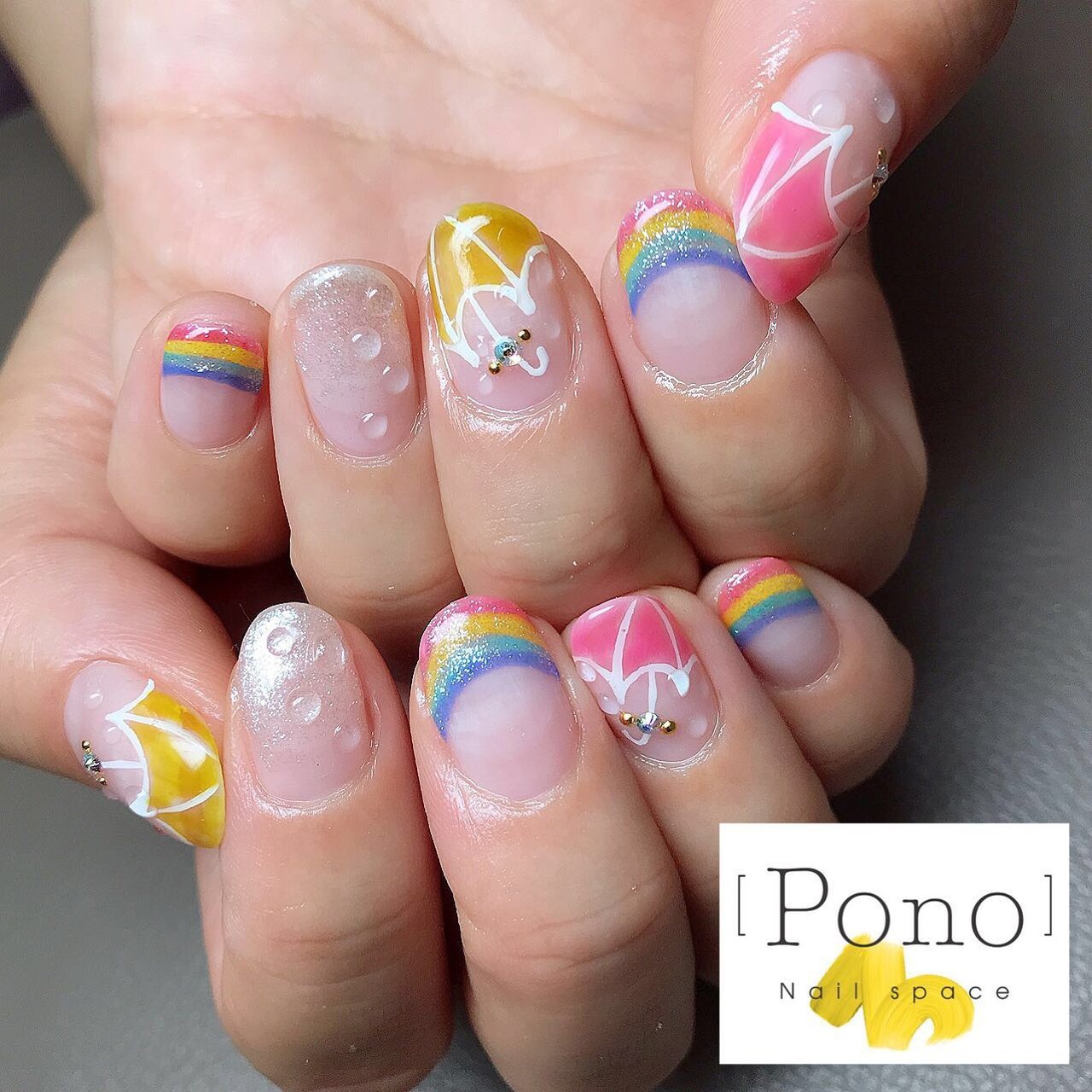 オールシーズン 梅雨 七夕 ハンド 変形フレンチ Nail Space Ponoのネイルデザイン No ネイルブック