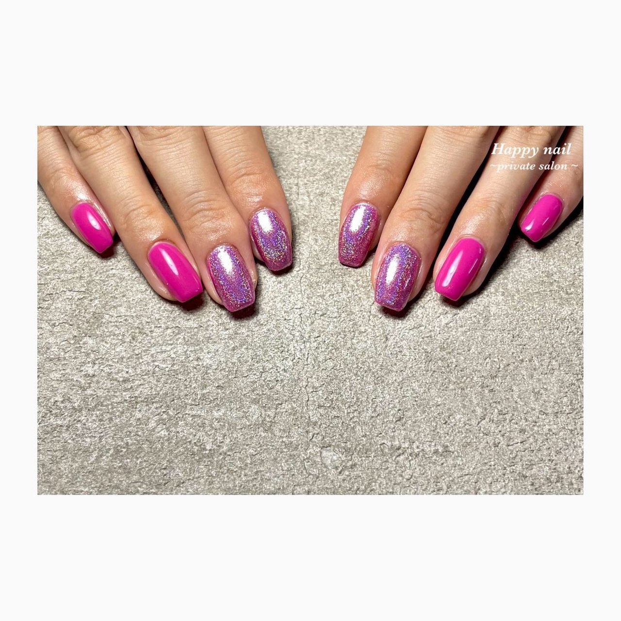 ミラー/ユニコーン/ピンク/ネオンカラー - happy_nailのネイルデザイン