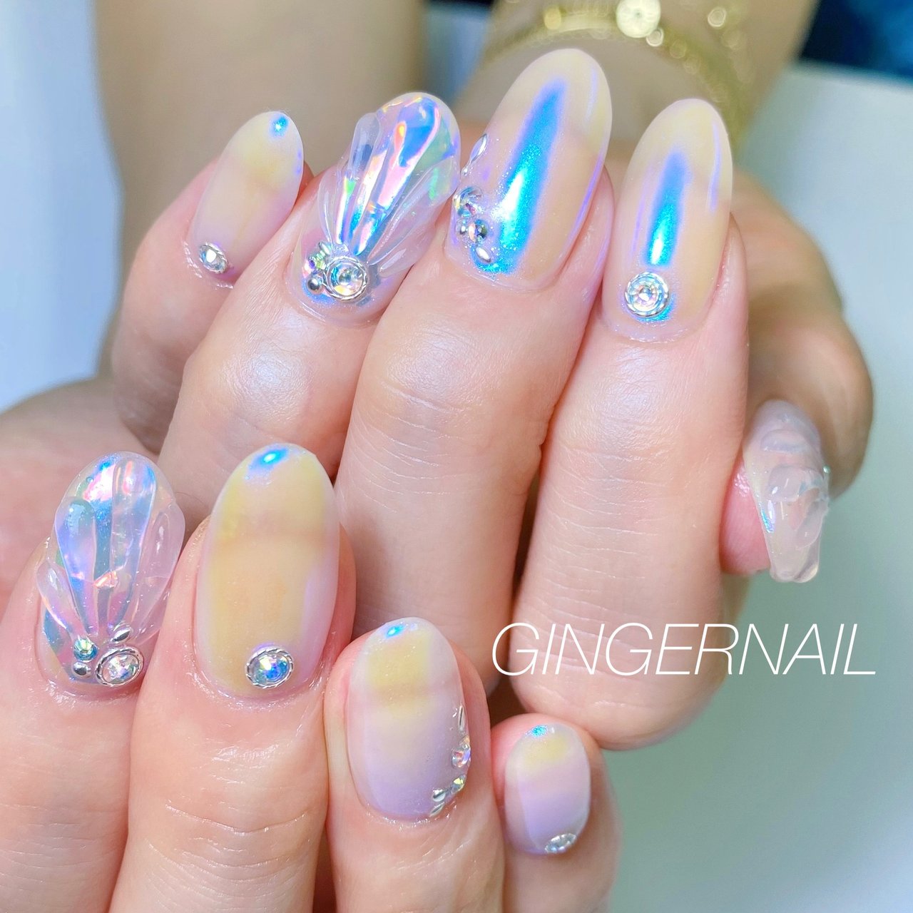 夏 リゾート オフィス ブライダル ハンド Ginger Nail 代々木 ジンジャーネイルのネイルデザイン No ネイルブック