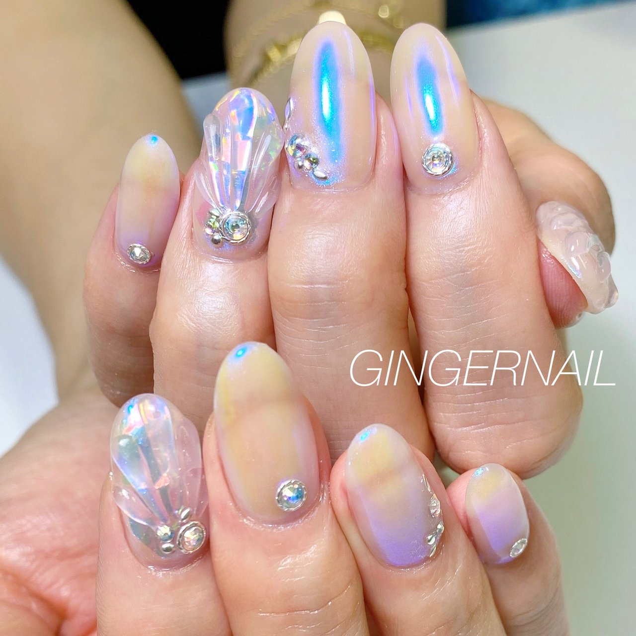 夏 リゾート オフィス ブライダル ハンド Ginger Nail 代々木 ジンジャーネイルのネイルデザイン No ネイルブック