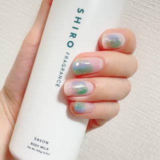 ブルー ゴールド 塗りかけネイルのネイルデザイン ネイルブック