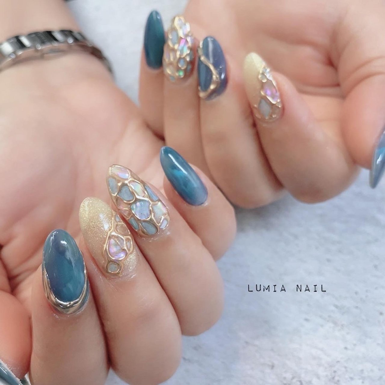 夏 梅雨 海 ハンド ビジュー Lumia Nailのネイルデザイン No ネイルブック