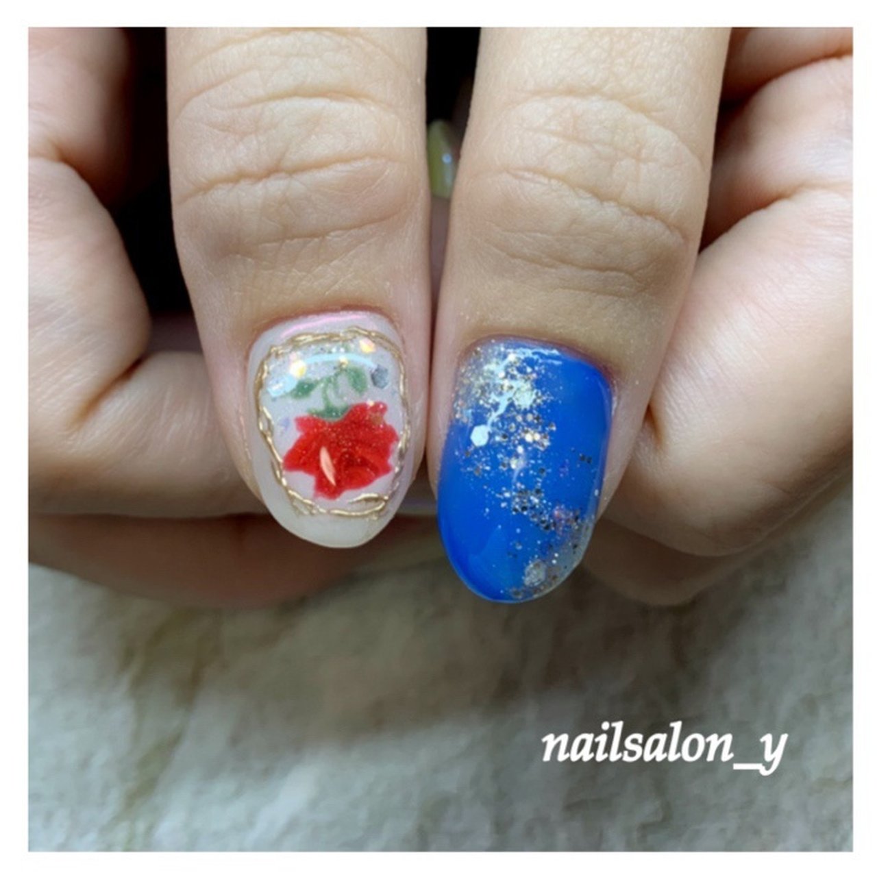 オールシーズン ブライダル ハンド ラメ フラワー Nailsalon Yのネイルデザイン No ネイルブック