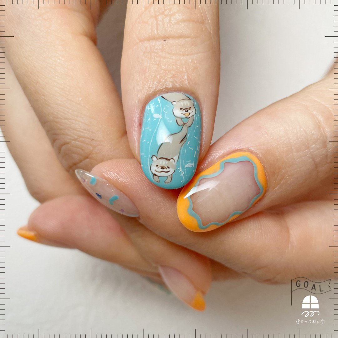 夏 海 リゾート ハンド 変形フレンチ 習志野市大久保 いとうあゆみ 自分らしいほっこり愛おしいネイルアートを発信する人のネイル デザイン No ネイルブック