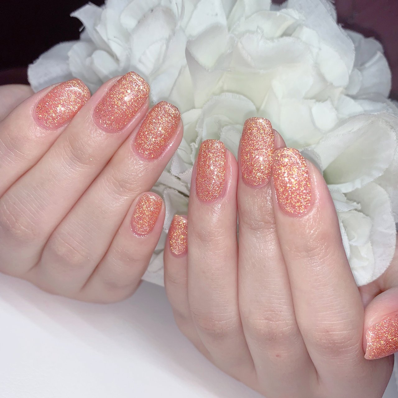 ハンド ラメ ミディアム オレンジ ゴールド あめちゃんのネイルデザイン No ネイルブック