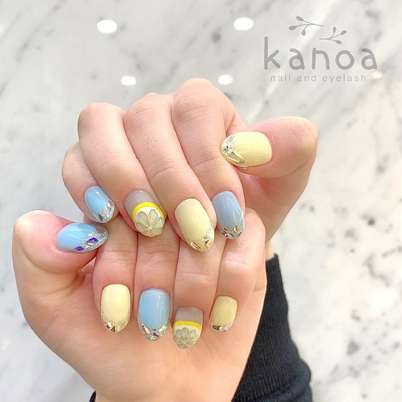 夏/フレンチ/フルーツ/イエロー/ブルー - kanoa❁Nailのネイルデザイン