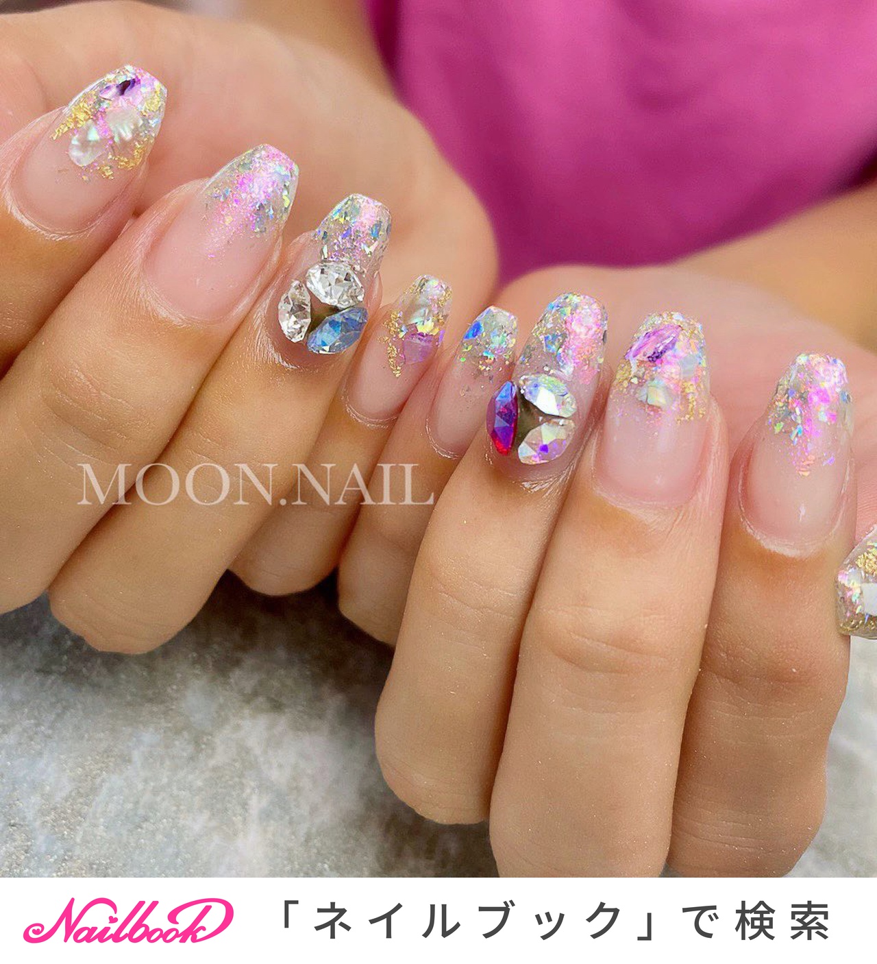 秋 冬 Vカットストーンのネイルデザイン ネイルブック