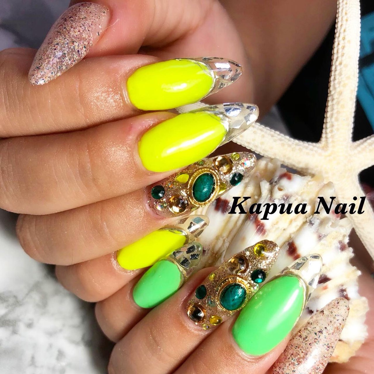 パステルイエロー　ネイルチップ　オーダー　ガラスフレンチ パステルイエローネイルチップオーダーガラスフレンチ