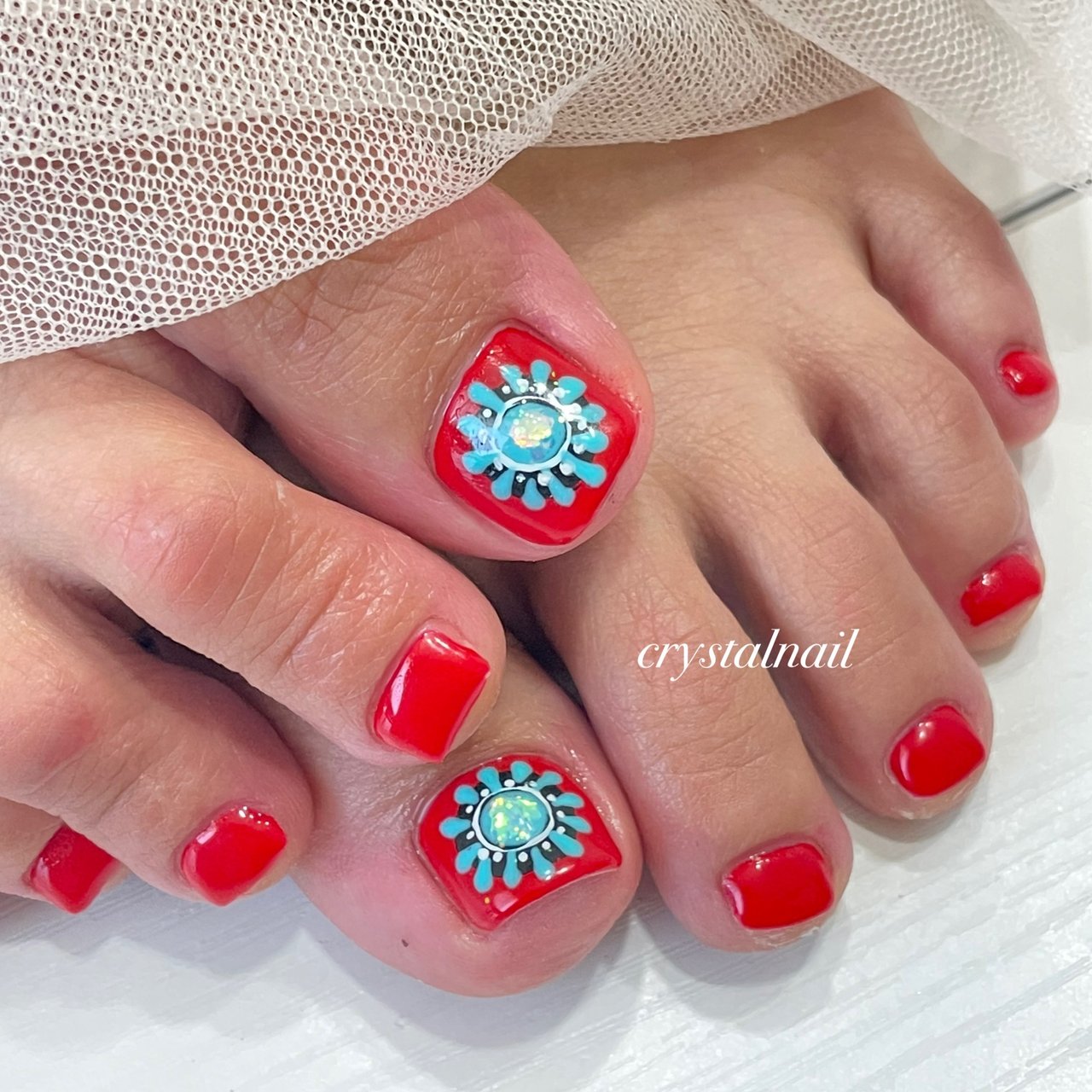 レッド ターコイズ Crystal Nailのネイルデザイン No ネイルブック