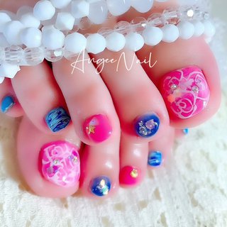 マーブル ピンク ブルーのネイルデザイン ネイルブック