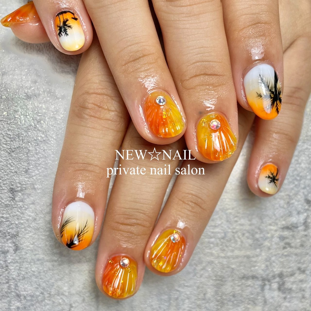 ホワイト オレンジ イエロー New Nail 自爪育成サロン のネイルデザイン No ネイルブック