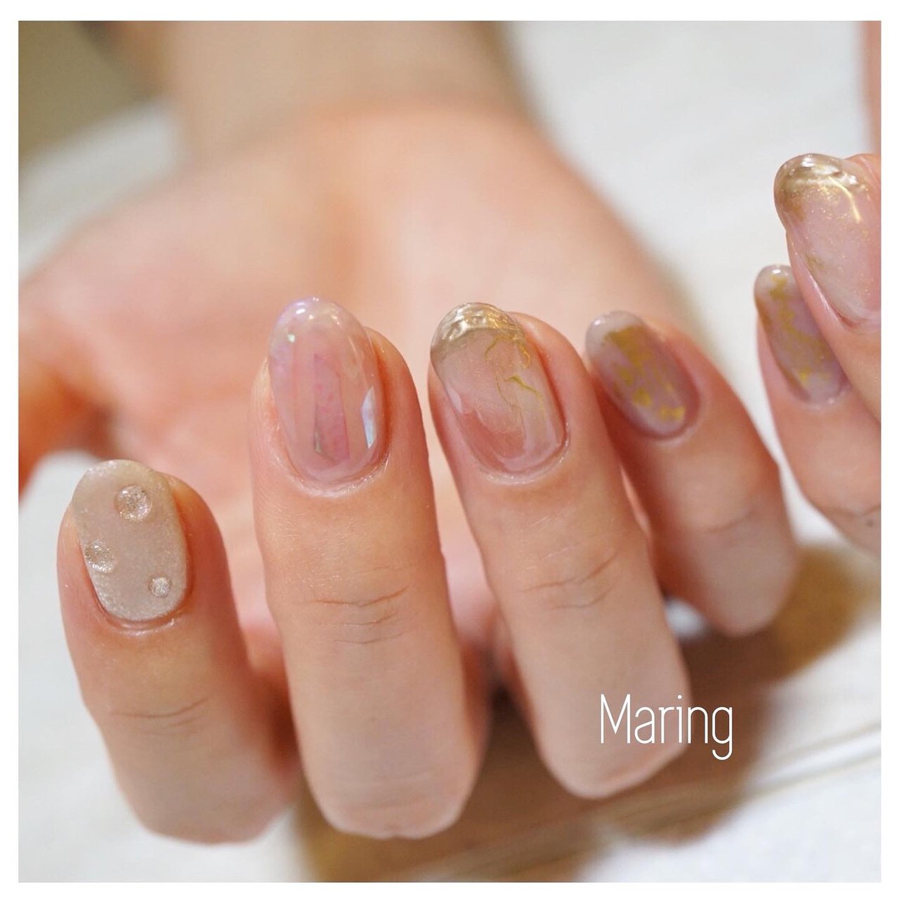 夏 オフィス ハンド ワンカラー ニュアンス Nailsalon Maring マリング のネイルデザイン No ネイルブック