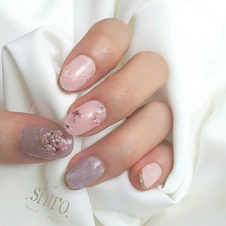 パープル ネイルチップ 着物ネイルのネイルデザイン ネイルブック