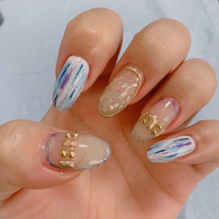 ブルー ネイビー セルフネイルのネイルデザイン ネイルブック