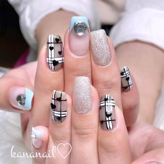 バーバリー柄ネイルのネイルデザイン ネイルブック
