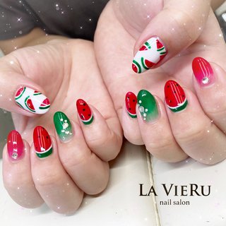 レッド グリーンのネイルデザイン ネイルブック