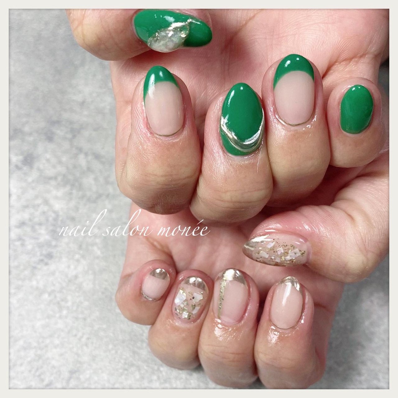 夏 ハンド フレンチ クリア グリーン Yuukaのネイルデザイン No ネイルブック