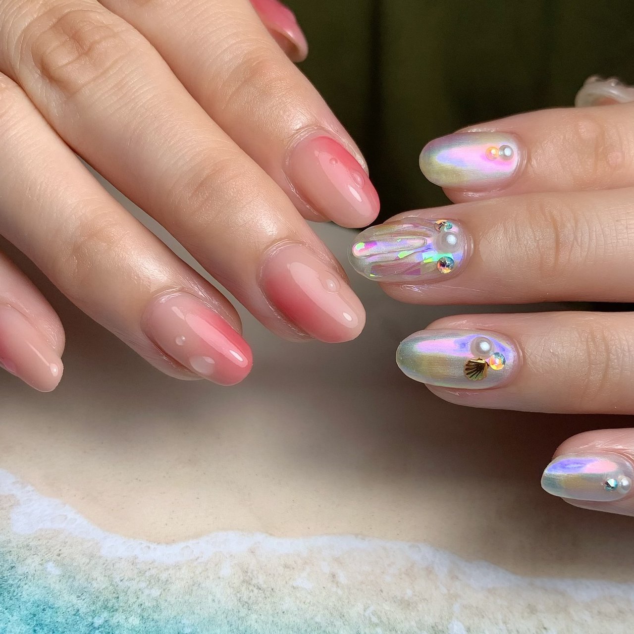 ハンド ベージュ ピンク 水色 お客様 Bijou Nailのネイルデザイン No ネイルブック