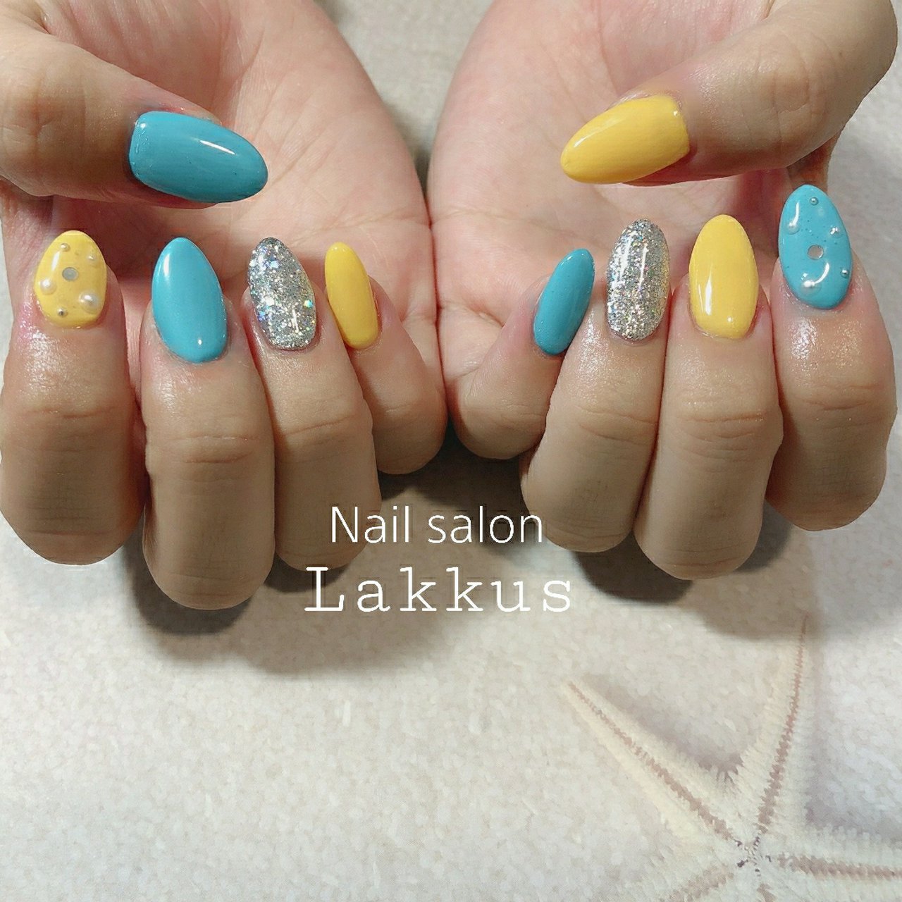 ハンド イエロー ターコイズ シルバー Lakkus807のネイルデザイン No ネイルブック