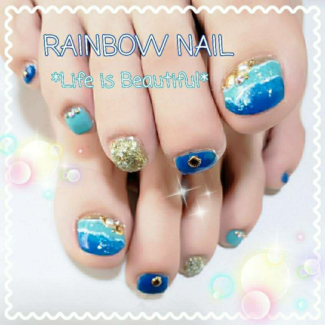 夏 フット マリン ブルー マニキュア しろみちゃんのネイルデザイン No ネイルブック