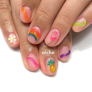 🌼🦩🍍🌈 .
.

ご予約受付中💅
初めてご来店のお客様キャンペーン 8800円
ジェル＋アート10本(手描き.エアブラシ.3D込み)

アクリルスカルプ＋2200円
.
https://lit.link/niche
.
LINEID ＠ynw6252k(＠マーク含む)
☎︎ 0353859231
定休日:毎週日曜日、第1.3月曜日
open11:00〜19:30(最終受付)
.
ネイルサロンが初めてのお客様、アクリル、スカルプチュア、その他爪のトラブルなどもお問い合わせ下さい☆
※キャラクターをご希望の際はご予約時にお知らせ下さいませ

. 
.
.
.

 #nails #ネイル #ネイルサンプル #ネイルアート #中野 #ペイントアート #ネイルデザイン#3dネイル#アートし放題 #おしゃれネイル#個性派ネイル #トレンドネイル #ジェルネイル #naildesign #高円寺ネイルサロン#大人カジュアルネイル#nailsalonniche #ネイルサロンニッチ #手描きアート#中野ネイルサロン#nakano#中野ネイル#夏ネイル#サマーネイル #レインボーネイル #クリアネイル#ぷっくりネイル #フラミンゴネイル#ネオンネイル#ニュアンスネイル #夏 #旅行 #海 #リゾート #ハンド #アニマル柄 #フラワー #シースルー #3D #トロピカル #ショート #クリア #ネオンカラー #ビビッド #ジェルネイル #お客様 #nailsalonniche ネイルサロンニッチ #ネイルブック