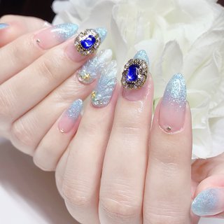 2024年】新着順｜グラデーション/#サファイアパーツのネイルデザイン  