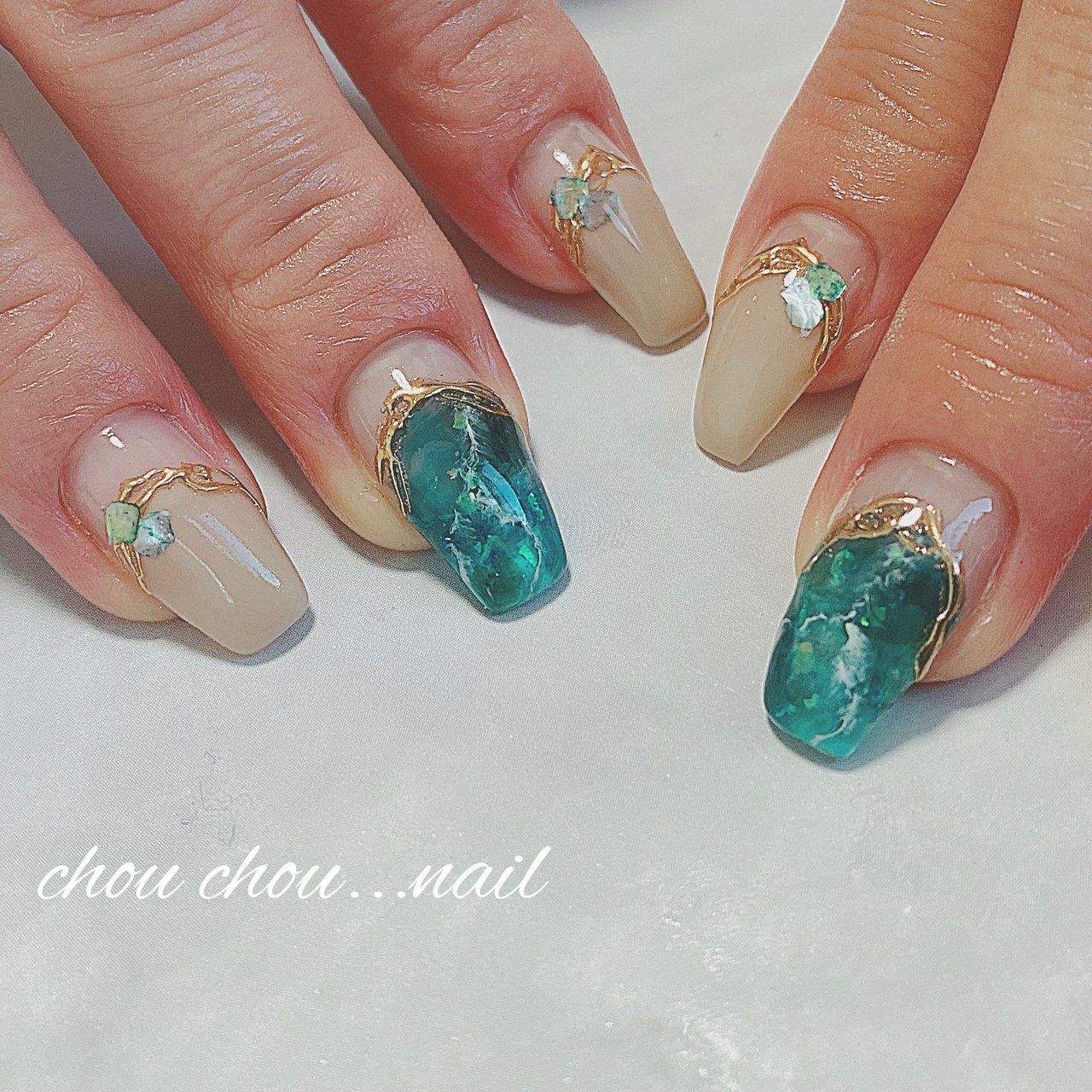 夏 ハンド 大理石 マリン Nail Salon Chouchouのネイルデザイン No ネイルブック