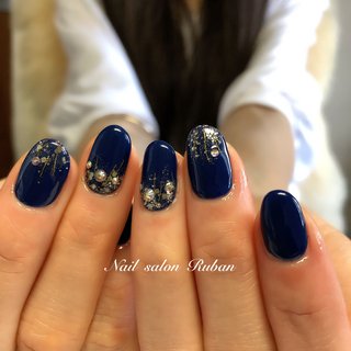 春 シンプル ネイビーのネイルデザイン ネイルブック