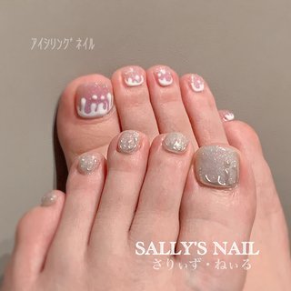 ピンク ペディキュア セルフネイルのネイルデザイン ネイルブック