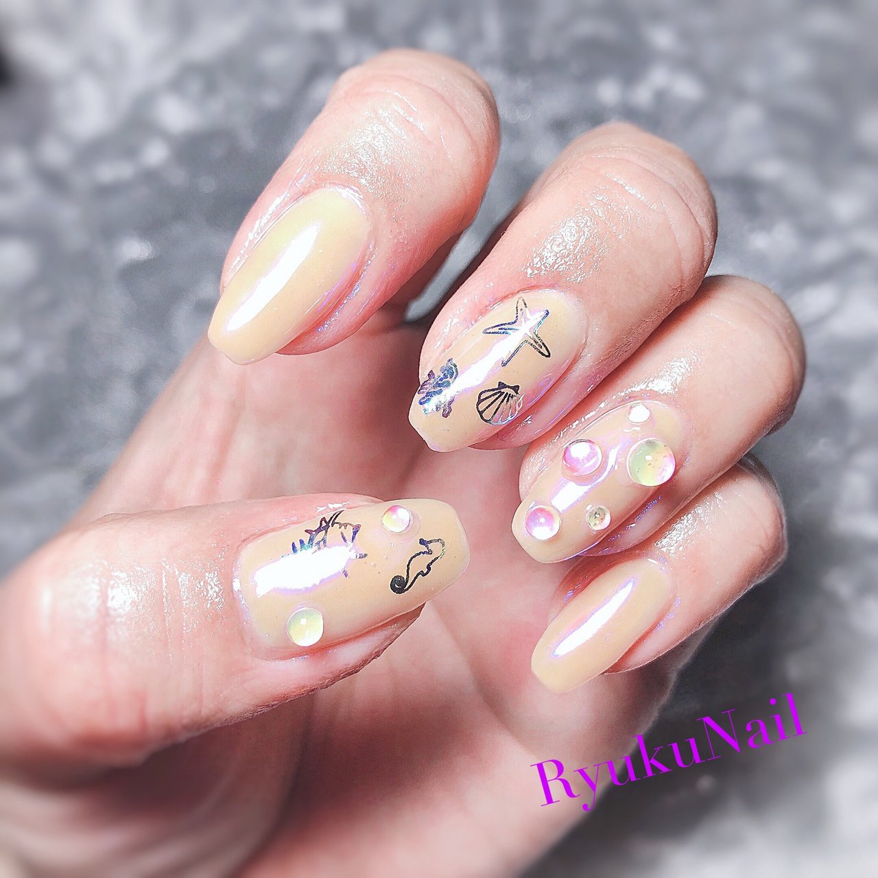 夏 海 ハンド シンプル ワンカラー Ryukunailのネイルデザイン No ネイルブック