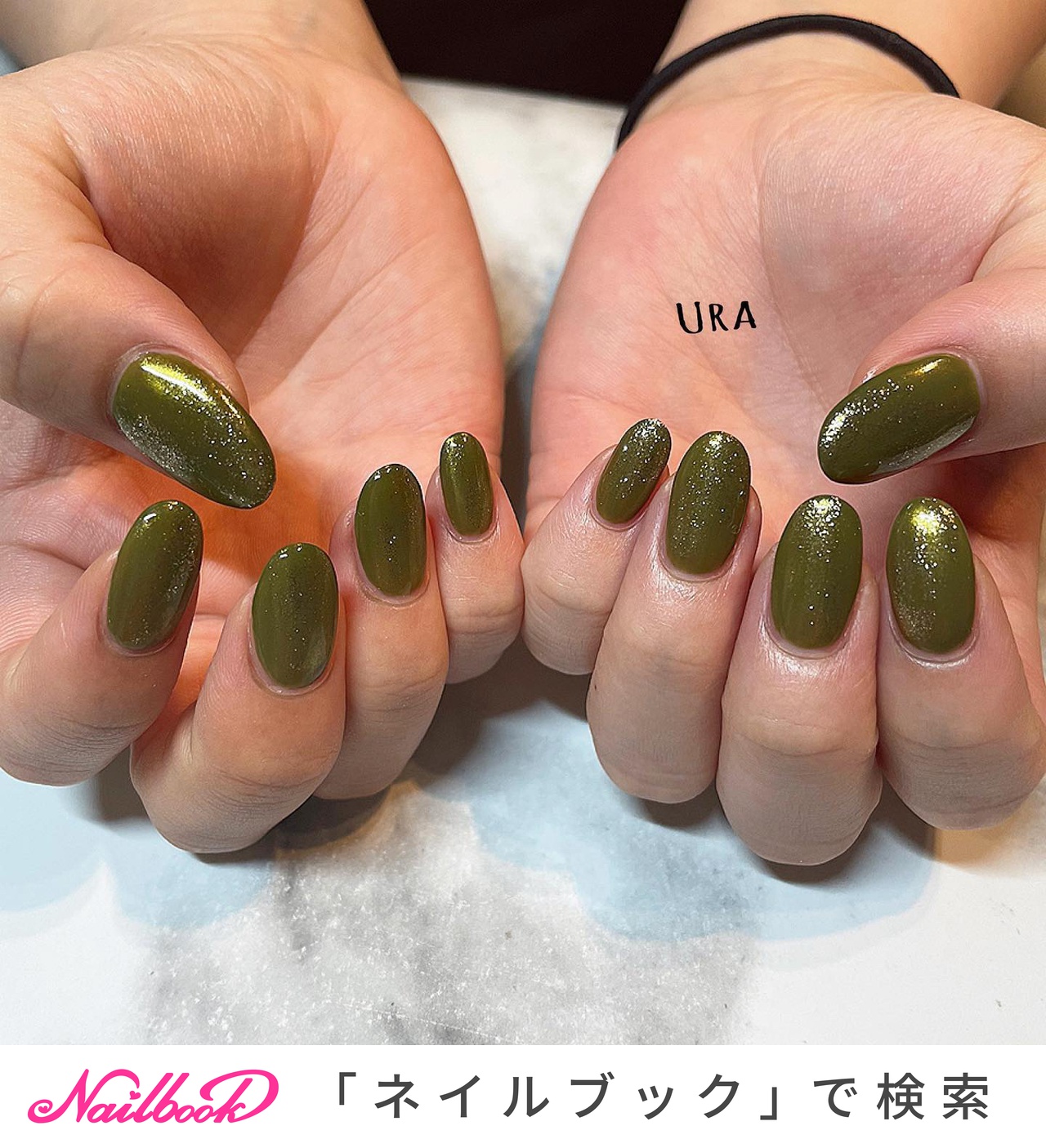 オリーブグリーンネイルのネイルデザイン ネイルブック