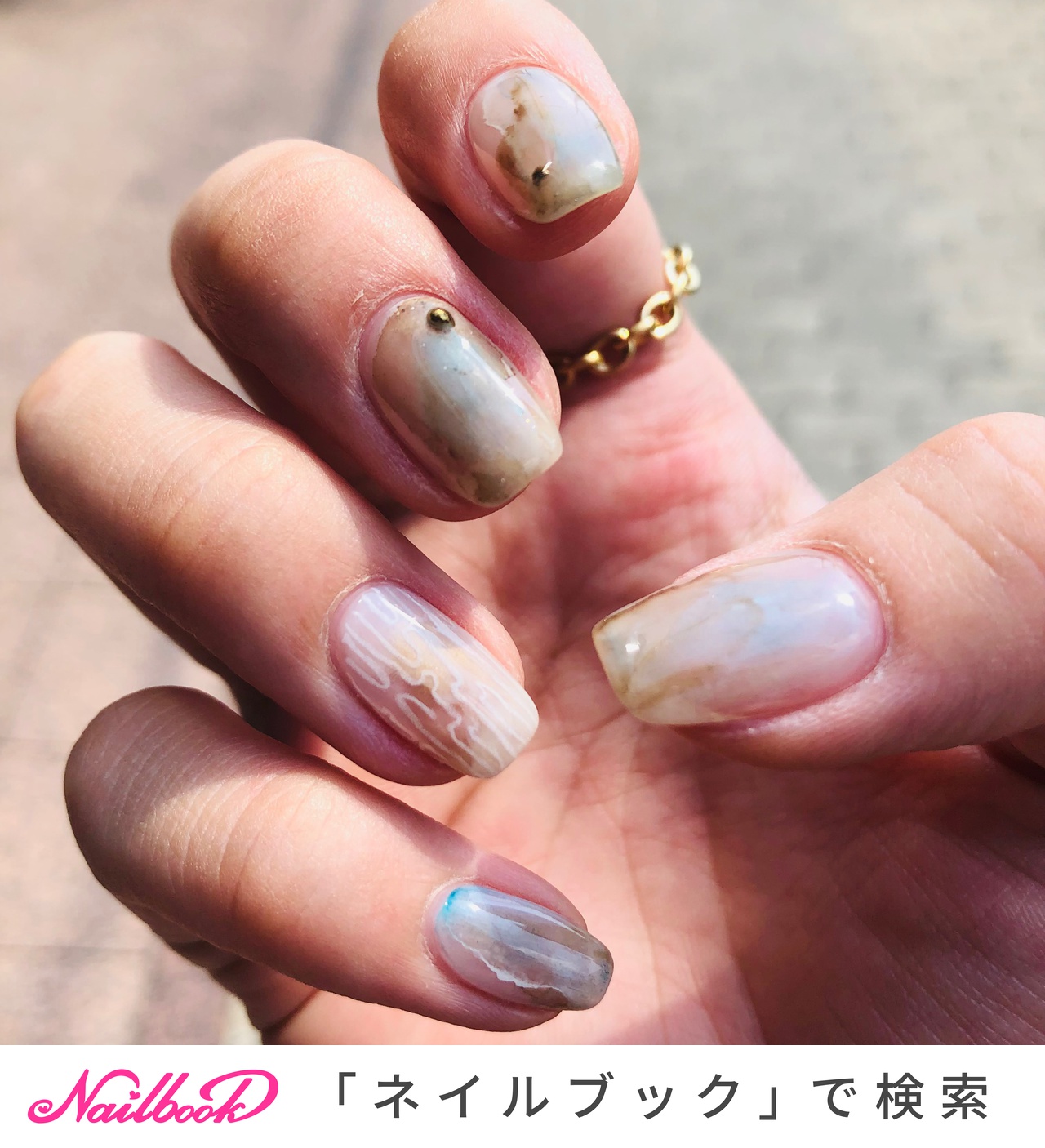 ショート スクエアのネイルデザイン ネイルブック