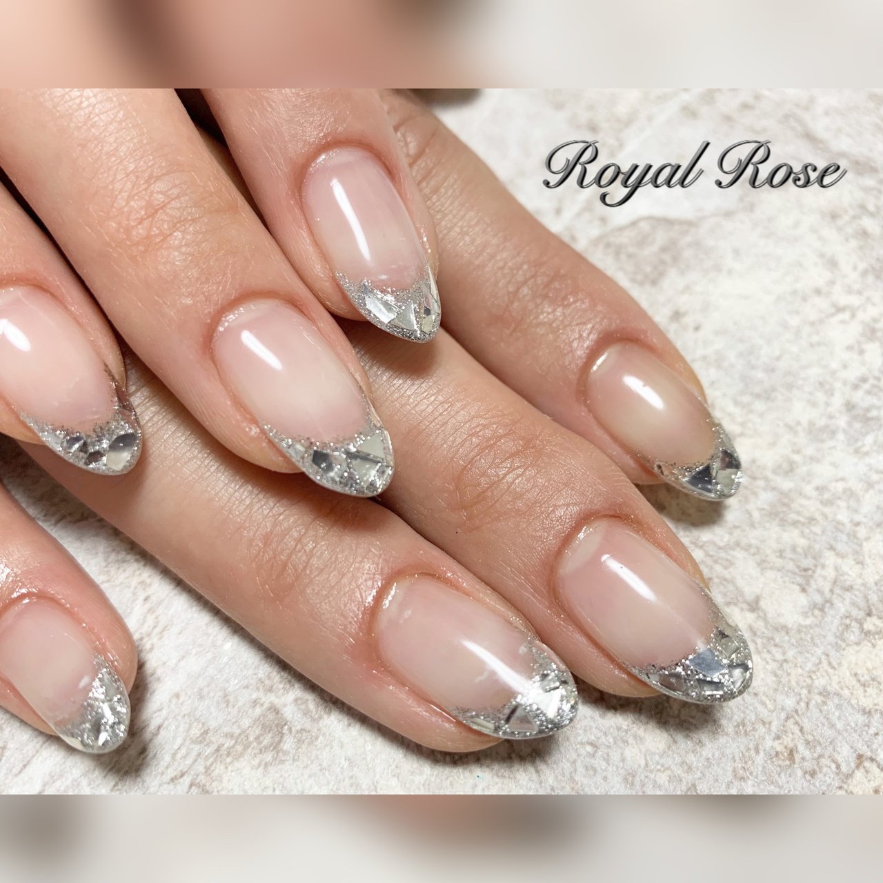 夏/オールシーズン/ハンド/フレンチ/ホログラム - Royal Roseのネイル