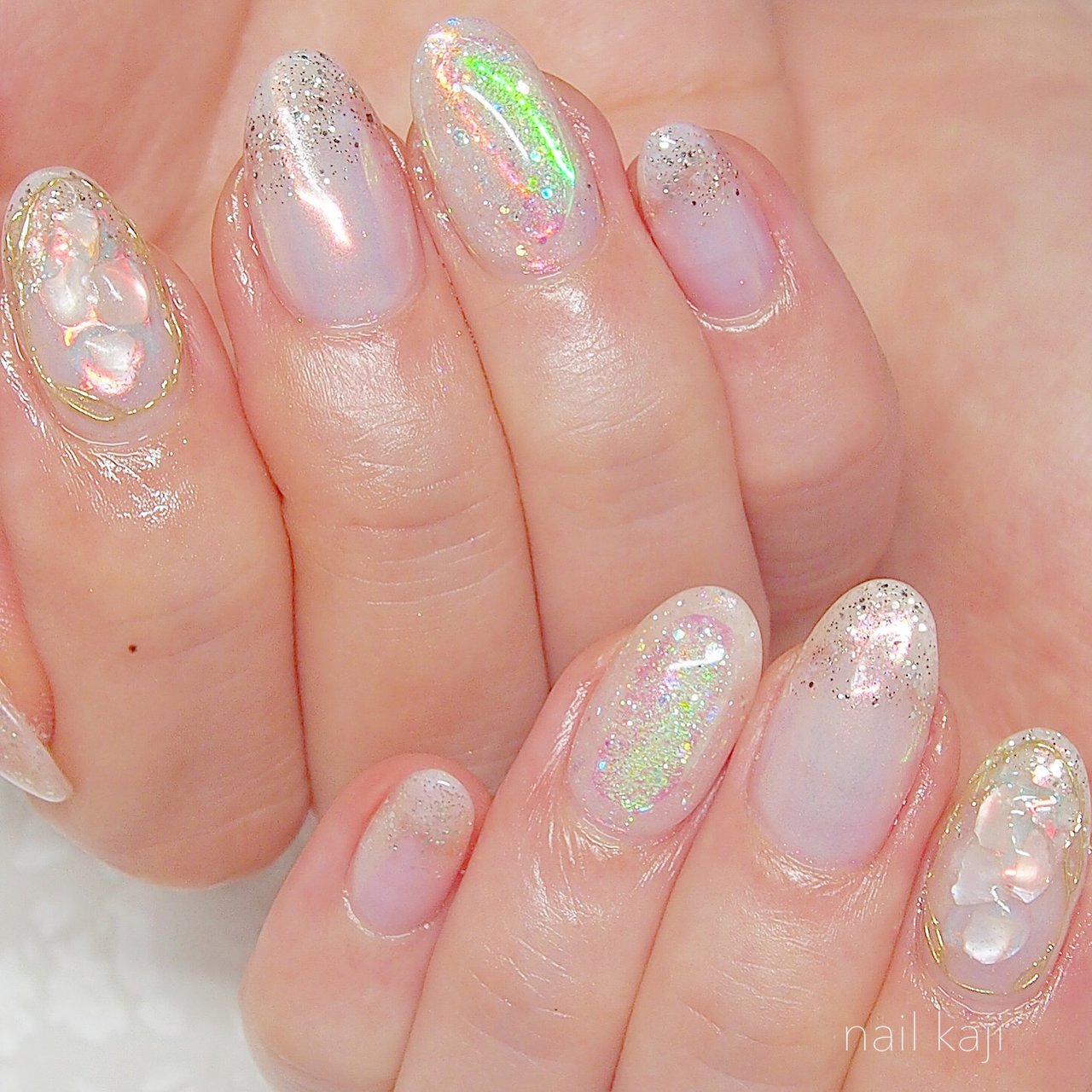 春 夏 ハンド ハート オーロラ Nail Kajiのネイルデザイン No ネイルブック