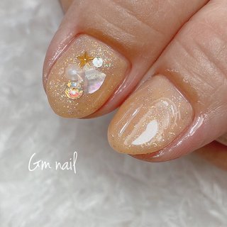 シェル オレンジ パステルのネイルデザイン ネイルブック