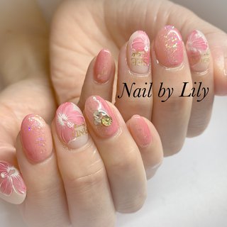 ハイビスカスネイルのネイルデザイン ネイルブック