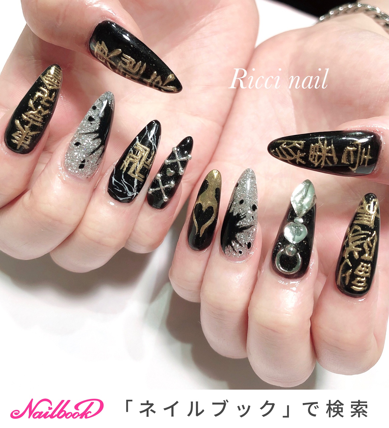 ブラック ゴールド スカルプチュアのネイルデザイン ネイルブック