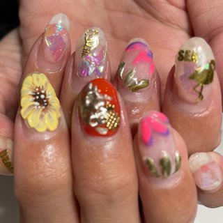 グラデーション イエロー パープルのネイルデザイン ネイルブック