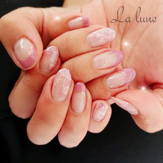 ピンクマーブルのネイルデザイン ネイルブック