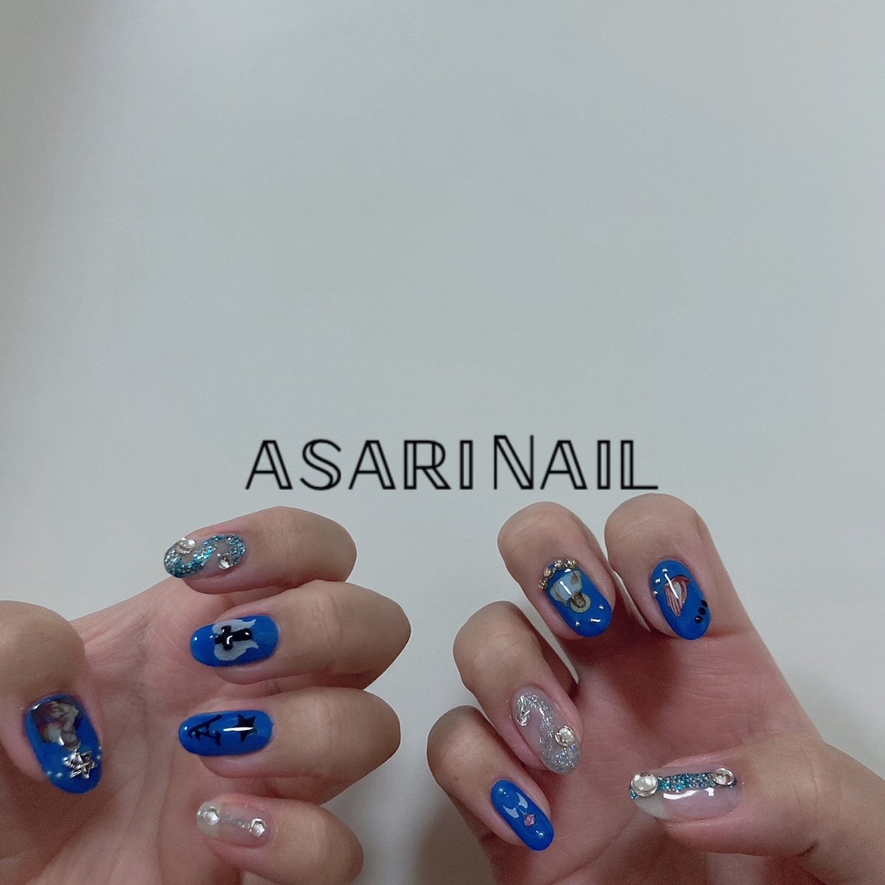 ハンド ブルー シルバー ジェル ｱ ｻ ﾘのネイルデザイン No ネイルブック