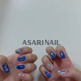 ブルー 青 薔薇のネイルデザイン ネイルブック