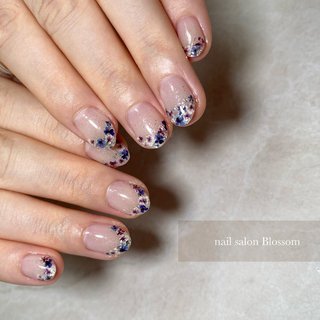 押し花フレンチのネイルデザイン ネイルブック