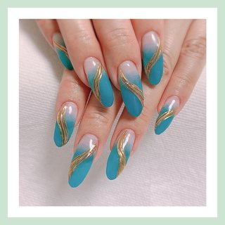 アクアグリーンのネイルデザイン ネイルブック