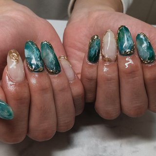 21年 新着順 エメラルドグリーンのネイルデザイン 3ページ目 ネイルブック